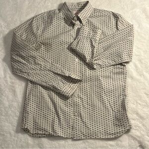 Brooks Brothers Mens M Cream Color Shirt Red Fleece Collection Long Sleeve